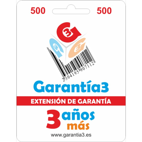 Extensión garantía 3 años Maximo 500 euros